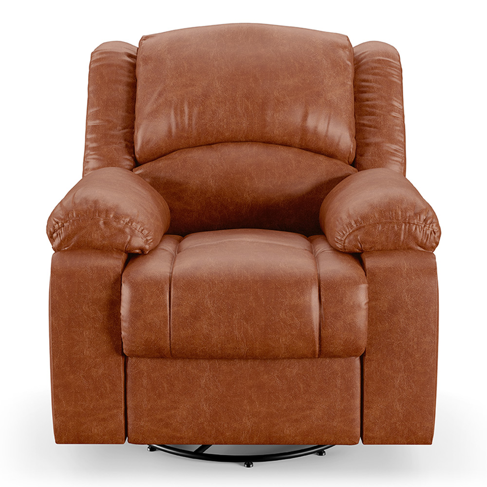 Poltrona do Papai Reclinável Sala de Cinema Madrid Glider Manual Giratória Massagem USB PU Caramelo Brilho  G26