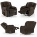 Poltrona do Papai Reclinável Sala de Cinema Madrid Glider Manual Giratória Massagem USB PU Marrom  G23