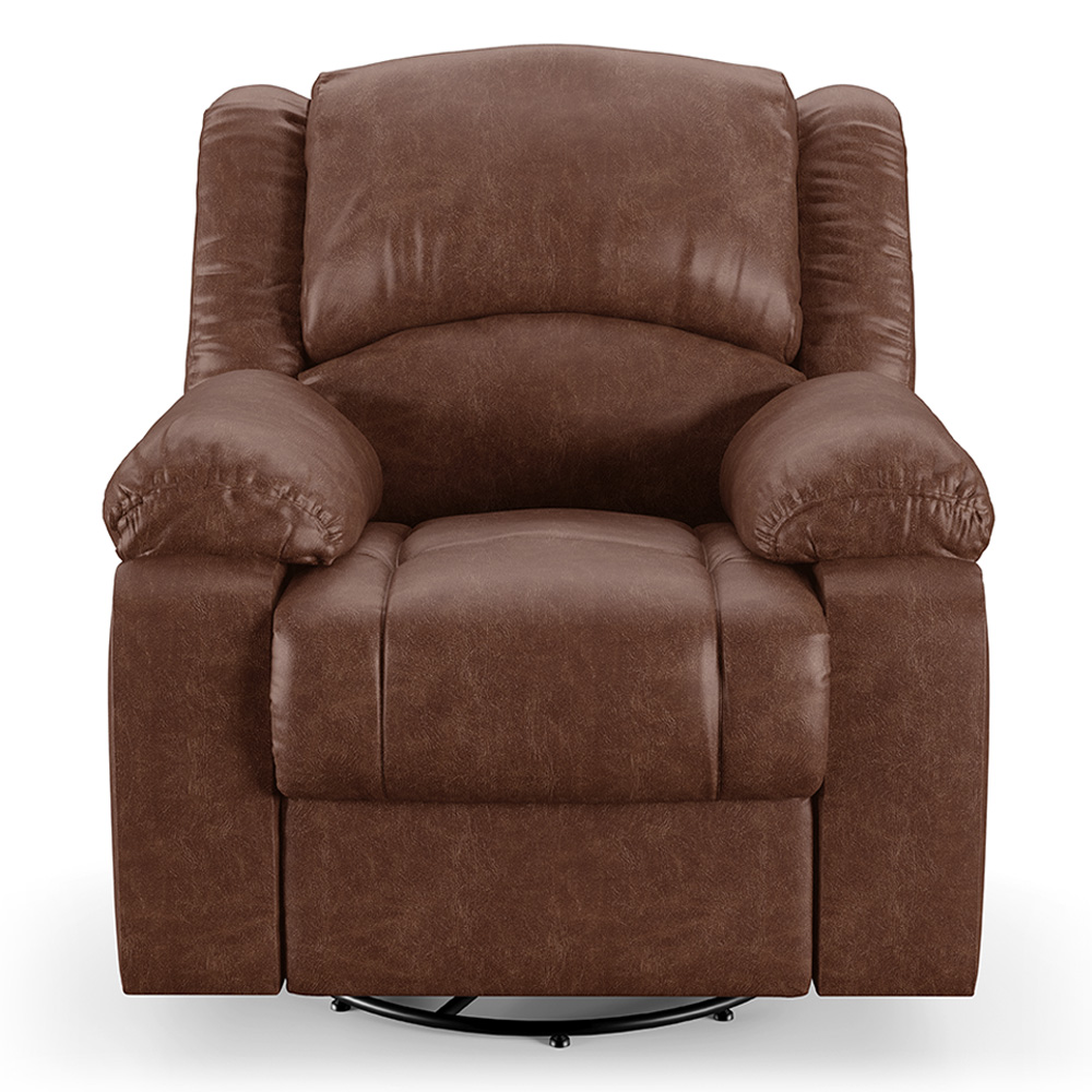 Poltrona do Papai Reclinável Sala de Cinema Madrid Glider Manual Giratória Massagem USB PU Marrom Brilho  G26