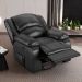 Poltrona do Papai Reclinável Sala de Cinema Madrid Glider Manual Giratória Massagem USB PU Preto Brilho  G26