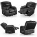 Poltrona do Papai Reclinável Sala de Cinema Madrid Glider Manual Giratória Massagem USB PU Preto Brilho  G26
