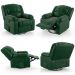 Poltrona do Papai Reclinável Sala de Cinema Madrid Glider Manual Giratória Massagem USB PU Verde Musgo  G26