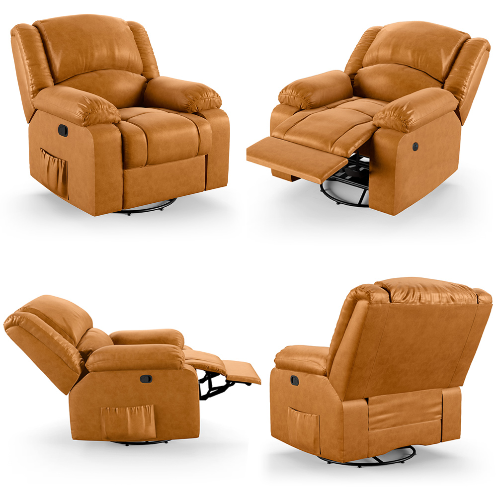 Poltrona do Papai Reclinável Sala de Cinema Madrid Glider Manual Giratória Massagem USB PU Whisky  G26