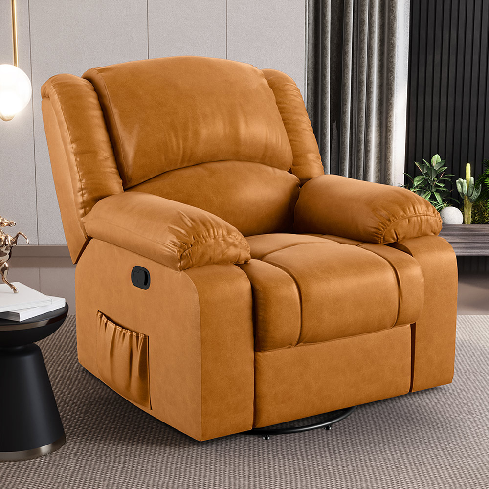 Poltrona do Papai Reclinável Sala de Cinema Madrid Glider Manual Giratória Massagem USB PU Whisky  G26