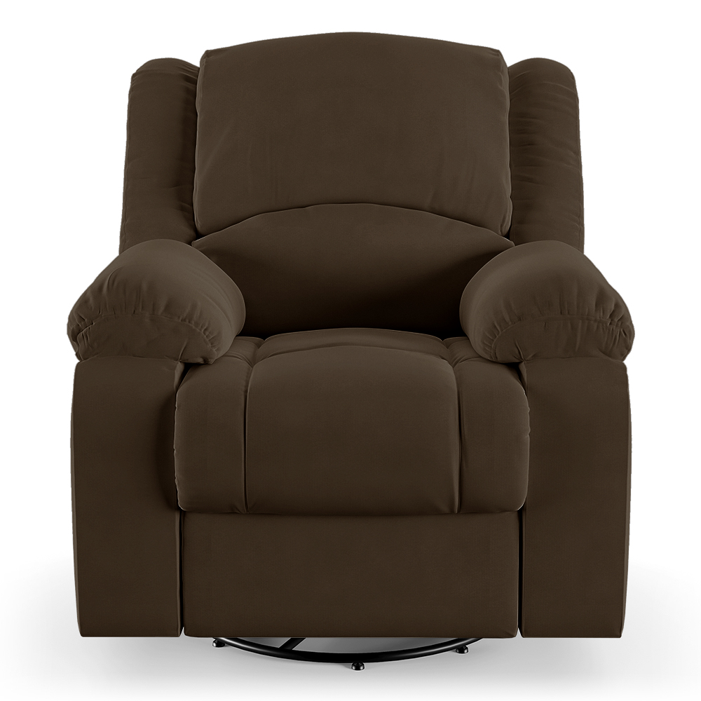 Poltrona do Papai Reclinável Sala de Cinema Madrid Glider Manual Giratória Massagem USB Veludo Marrom  G23