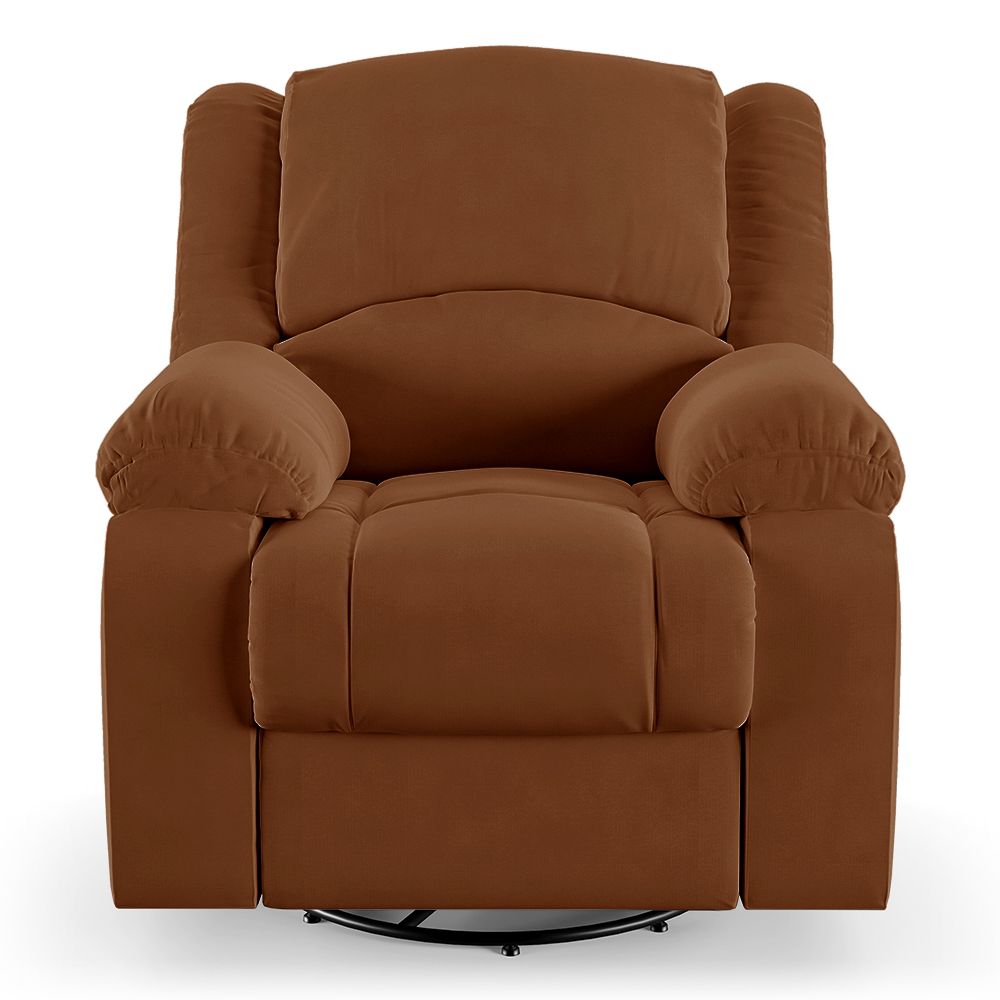 Poltrona do Papai Reclinável Sala de Cinema Madrid Glider Manual Giratória Massagem USB Veludo Terracota  G23