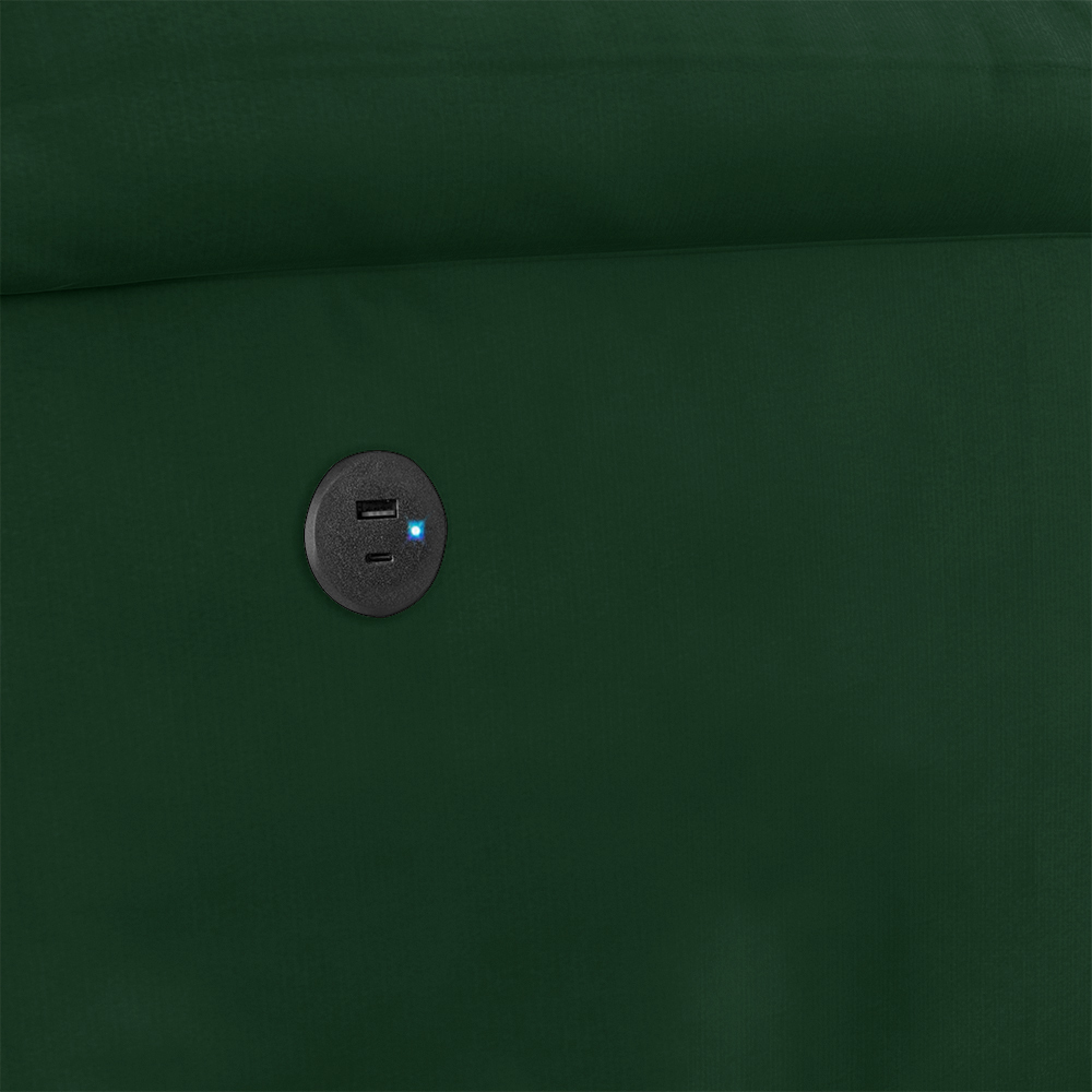 Poltrona do Papai Reclinável Sala de Cinema Madrid Glider Manual Giratória Massagem USB Veludo Verde Esmeralda  G23