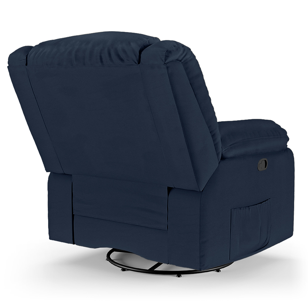Poltrona do Papai Reclinável Sala de Cinema Madrid Glider Manual Giratória PU Azul  G23