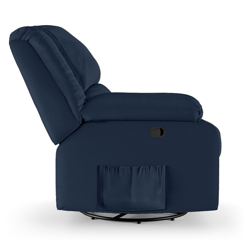 Poltrona do Papai Reclinável Sala de Cinema Madrid Glider Manual Giratória PU Azul  G23