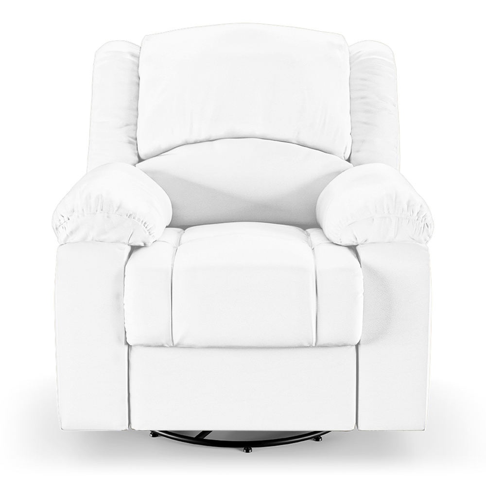 Poltrona do Papai Reclinável Sala de Cinema Madrid Glider Manual Giratória PU Branco  G23