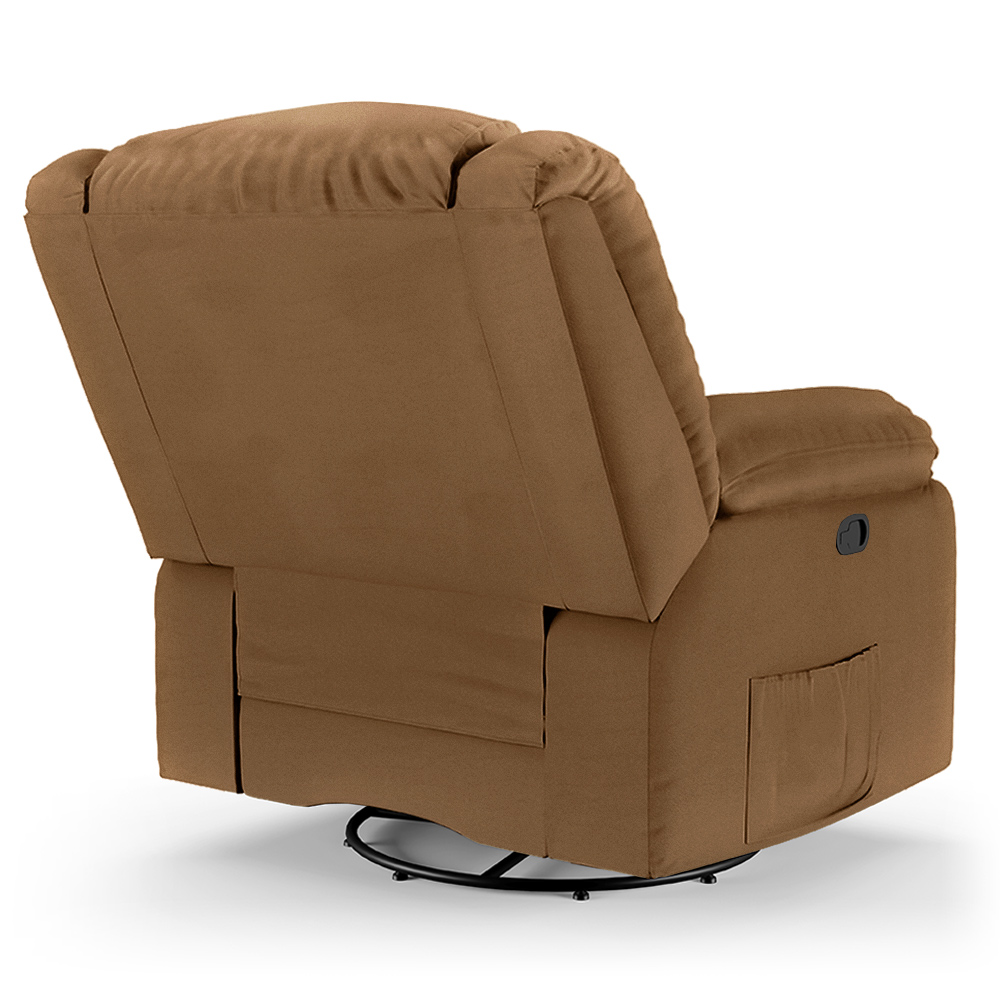 Poltrona do Papai Reclinável Sala de Cinema Madrid Glider Manual Giratória PU Caramelo  G23