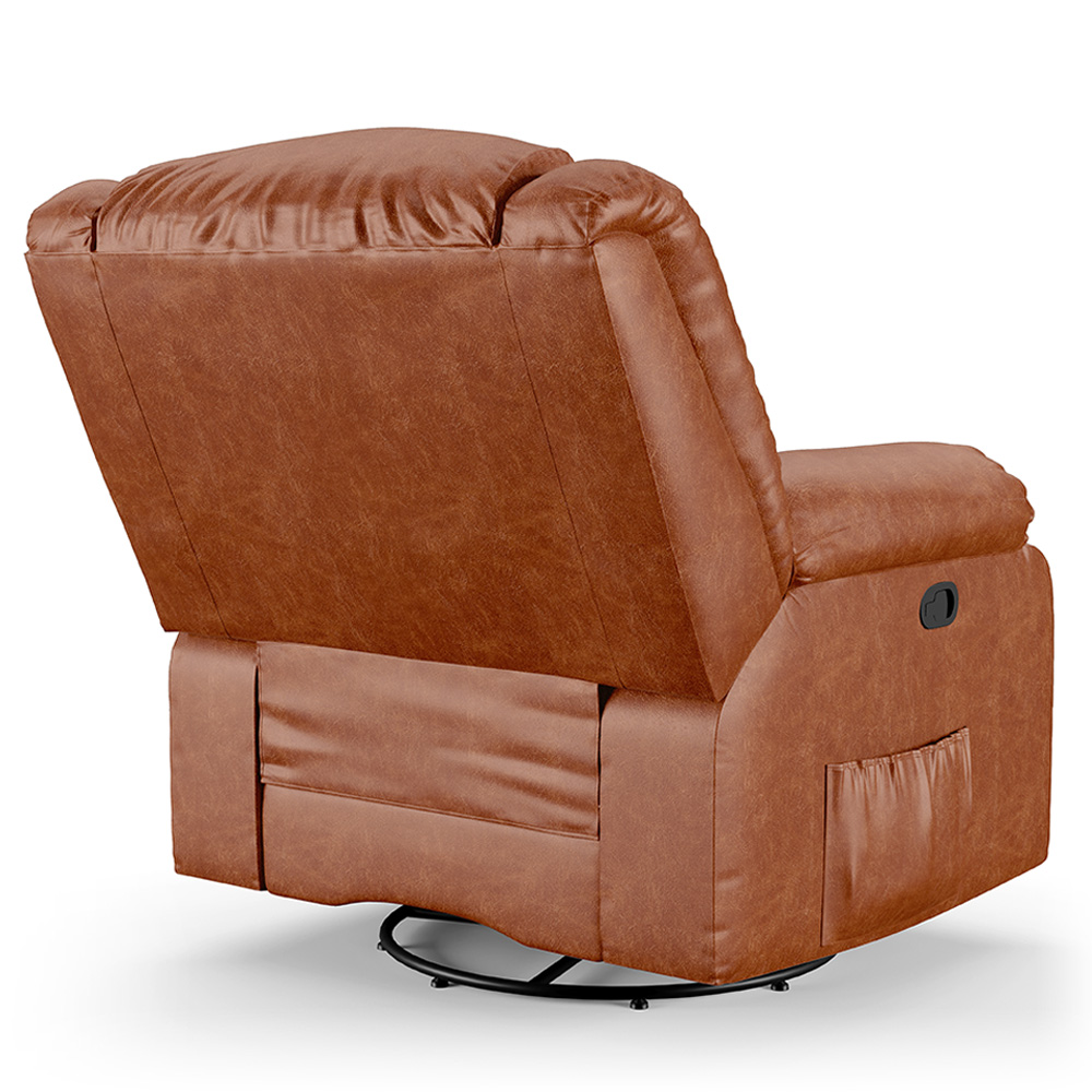 Poltrona do Papai Reclinável Sala de Cinema Madrid Glider Manual Giratória PU Caramelo Brilho  G26