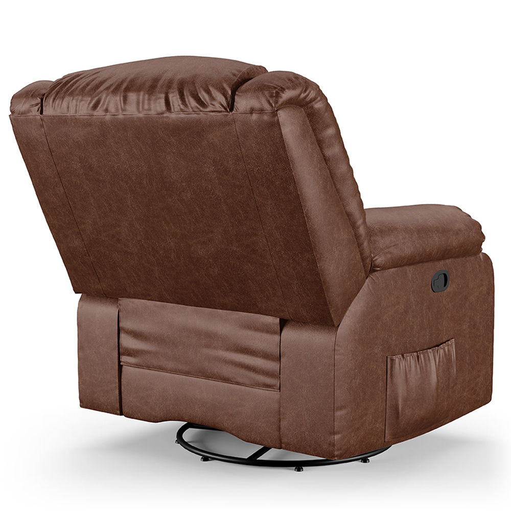 Poltrona do Papai Reclinável Sala de Cinema Madrid Glider Manual Giratória PU Marrom Brilho  G26