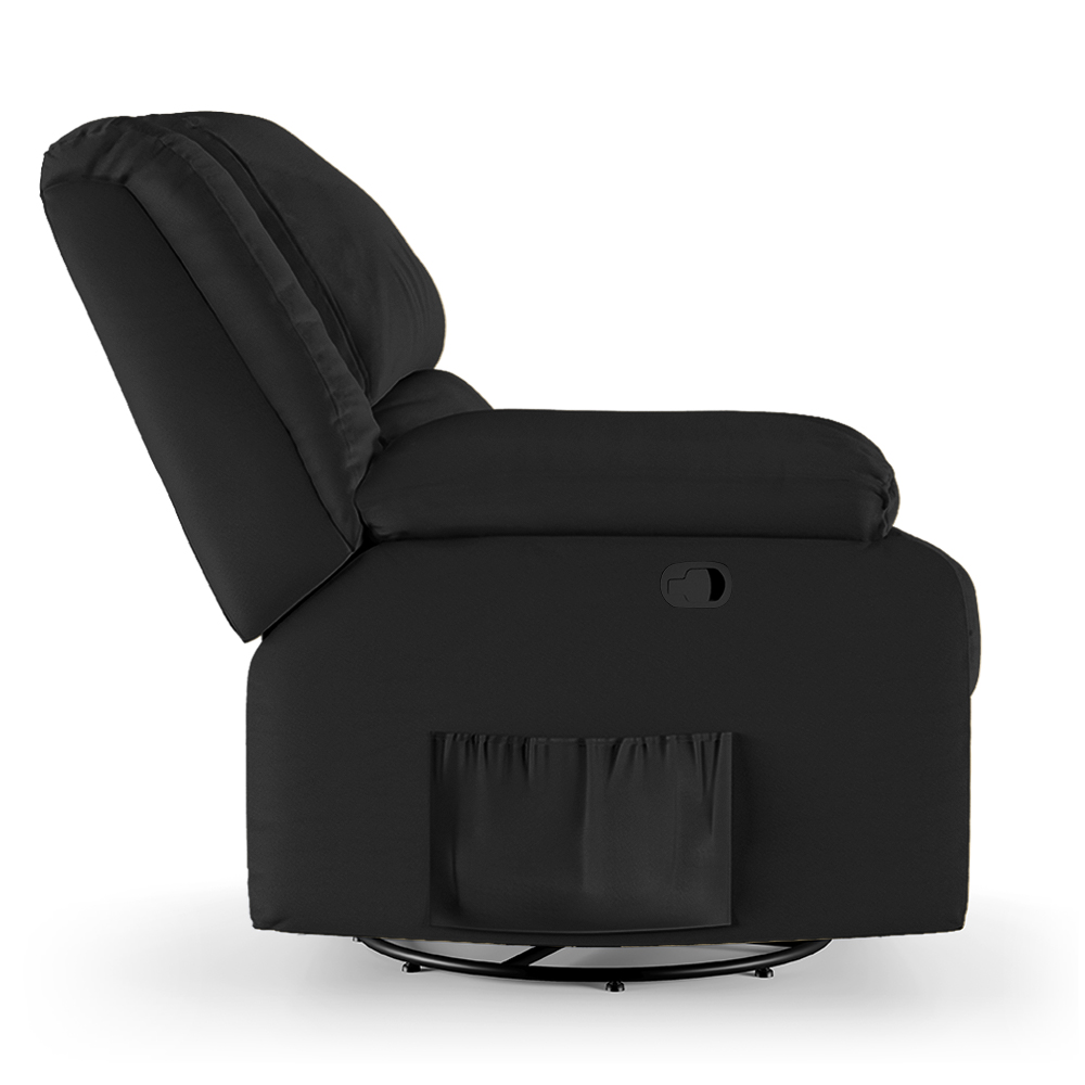 Poltrona do Papai Reclinável Sala de Cinema Madrid Glider Manual Giratória PU Preto  G23