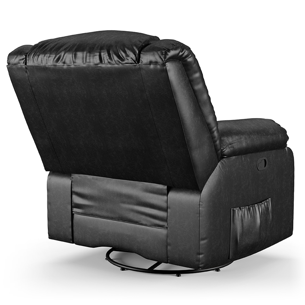 Poltrona do Papai Reclinável Sala de Cinema Madrid Glider Manual Giratória PU Preto Brilho  G26