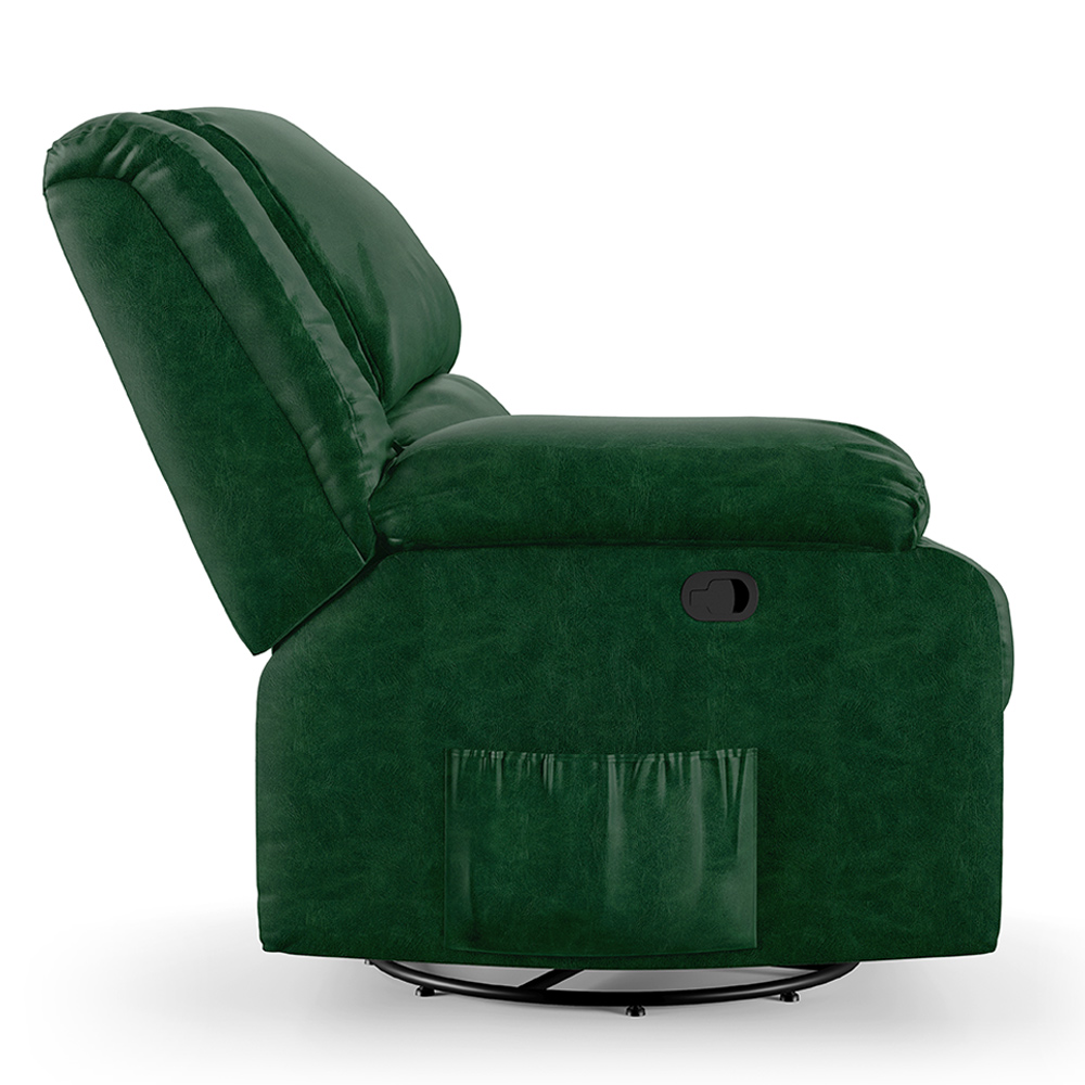 Poltrona do Papai Reclinável Sala de Cinema Madrid Glider Manual Giratória PU Verde Musgo  G26