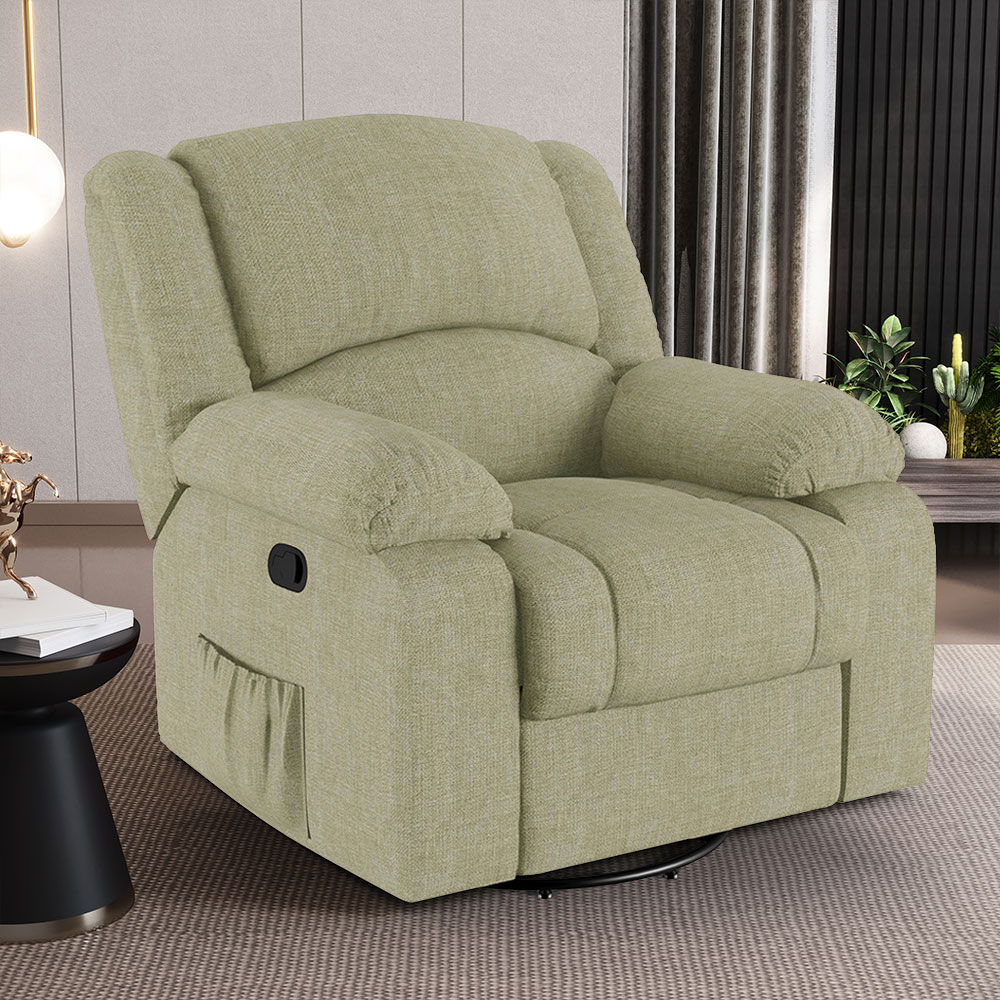 Poltrona do Papai Reclinável Sala de Cinema Madrid Glider Manual Giratória USB Linho Bege  G26