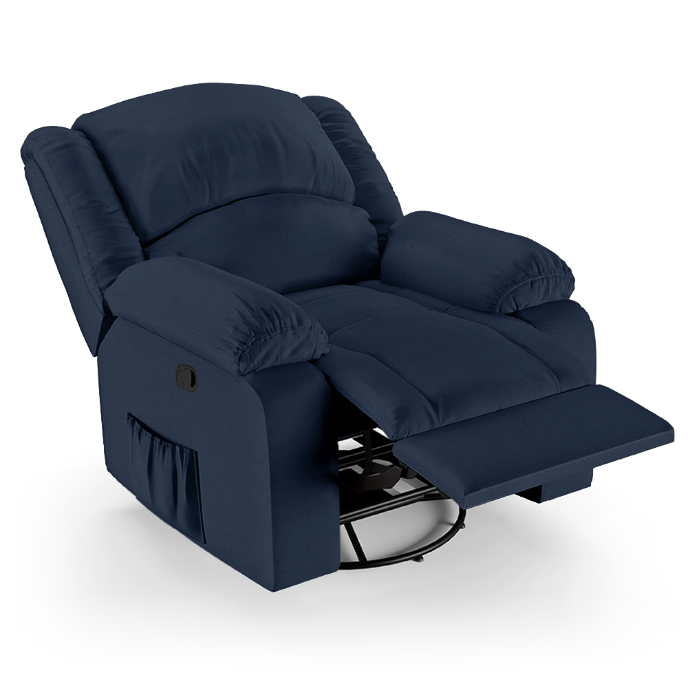 Poltrona do Papai Reclinável Sala de Cinema Madrid Glider Manual Giratória USB PU Azul  G23
