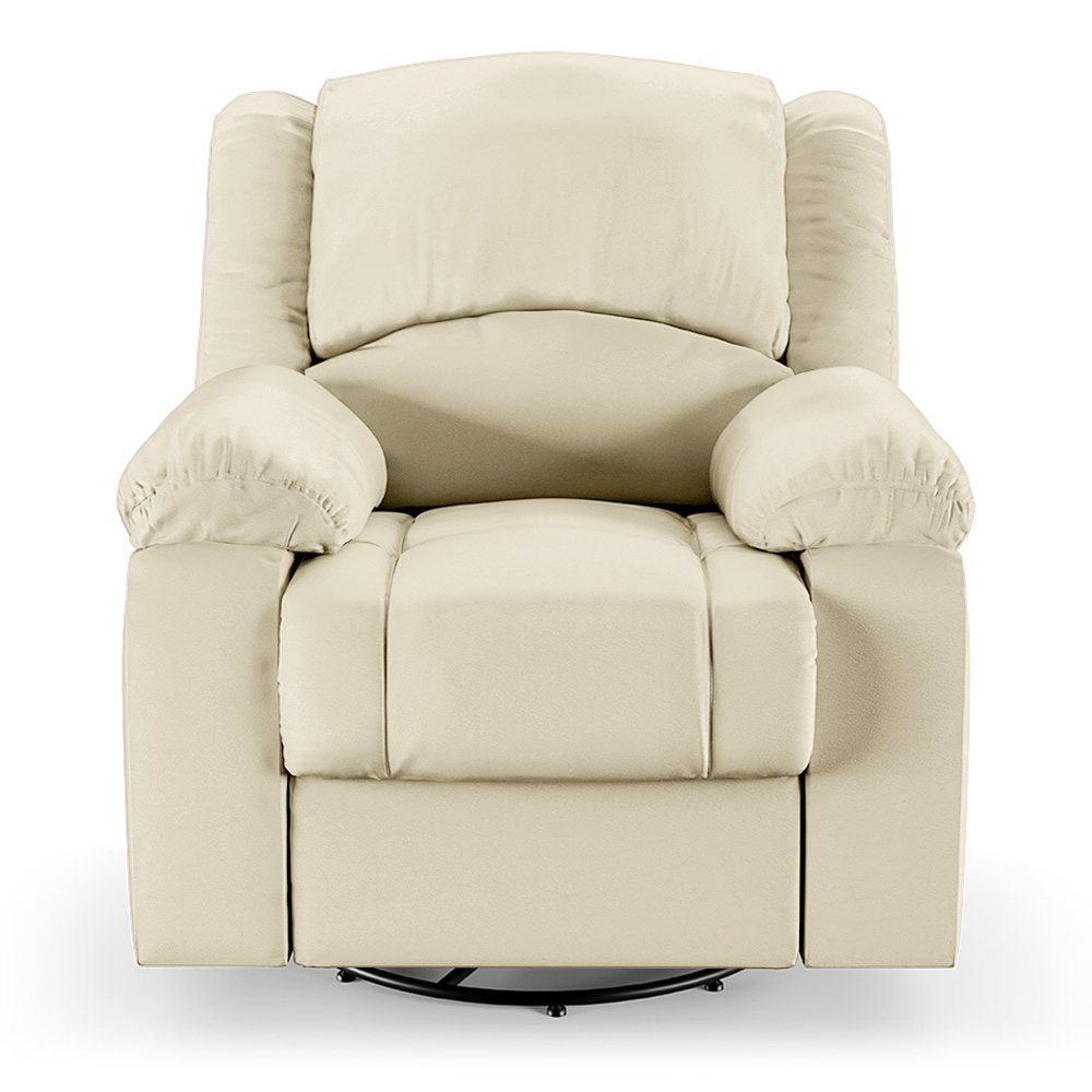 Poltrona do Papai Reclinável Sala de Cinema Madrid Glider Manual Giratória USB PU Bege  G26