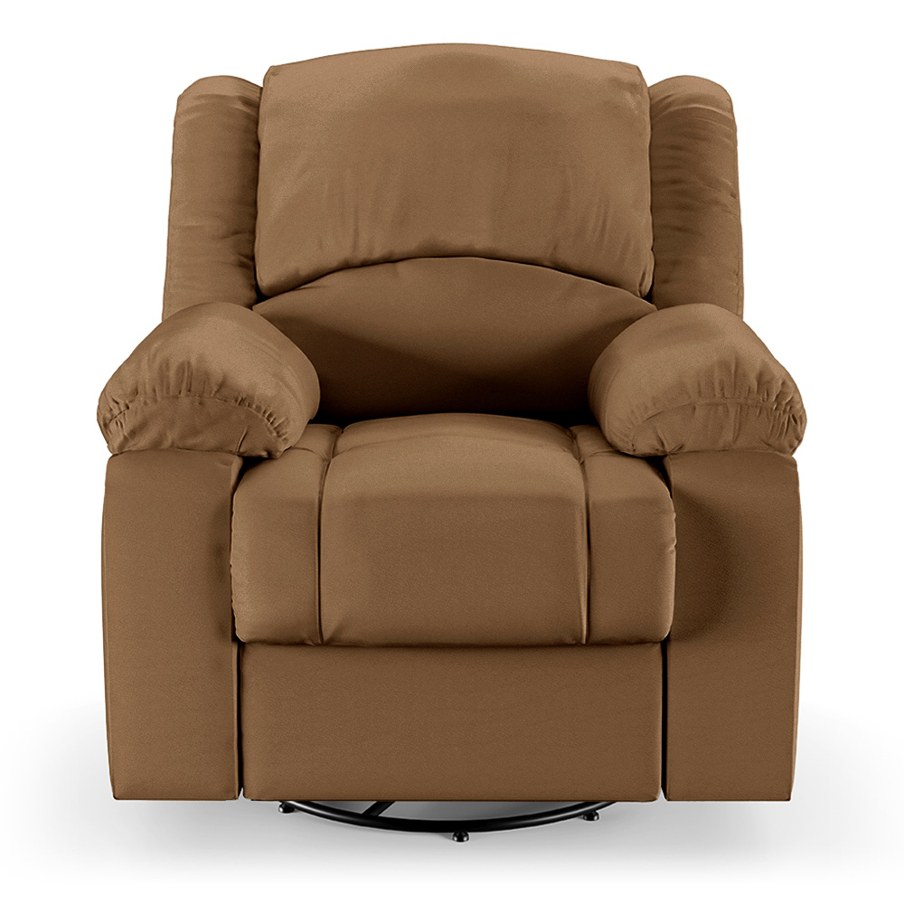 Poltrona do Papai Reclinável Sala de Cinema Madrid Glider Manual Giratória USB PU Caramelo  G23