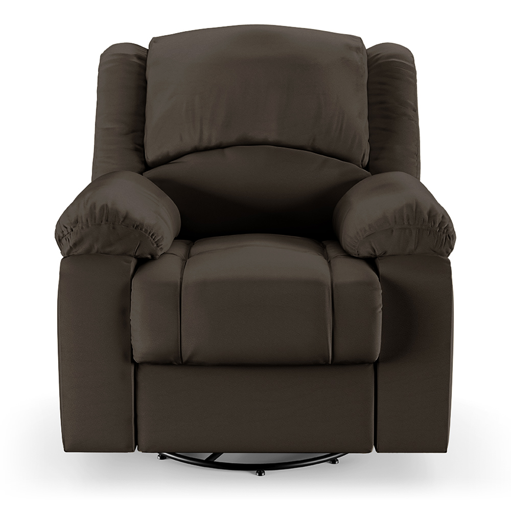 Poltrona do Papai Reclinável Sala de Cinema Madrid Glider Manual Giratória USB PU Marrom  G23