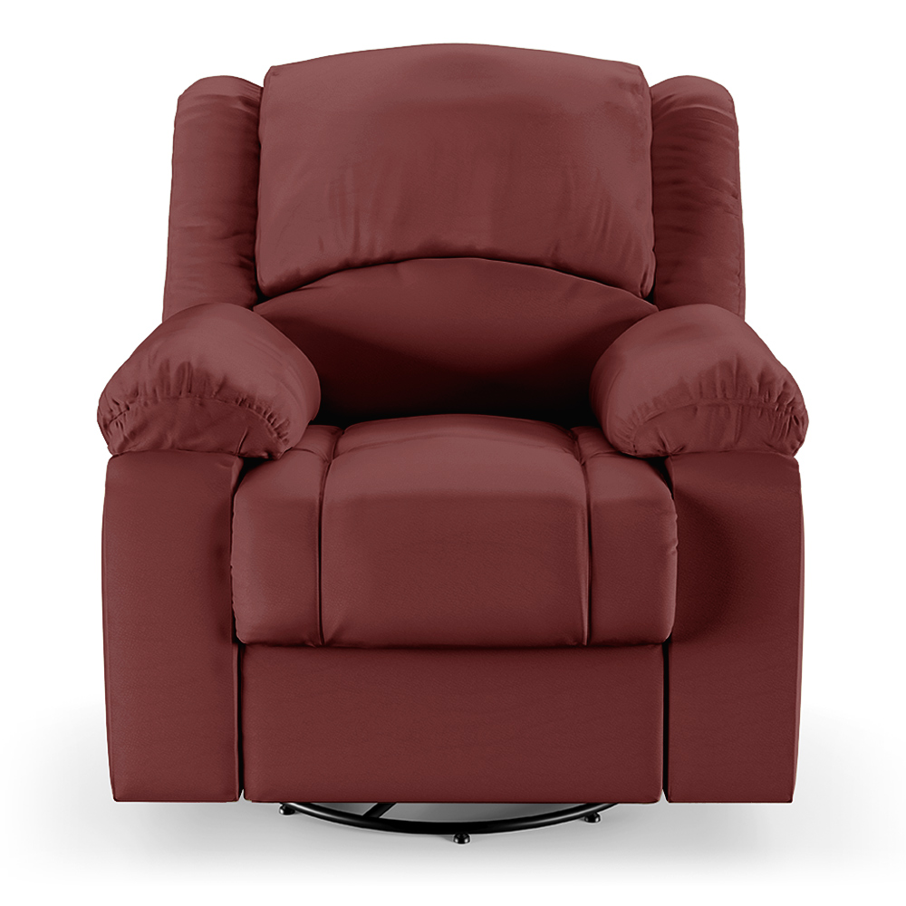 Poltrona do Papai Reclinável Sala de Cinema Madrid Glider Manual Giratória USB PU Vermelho  G23