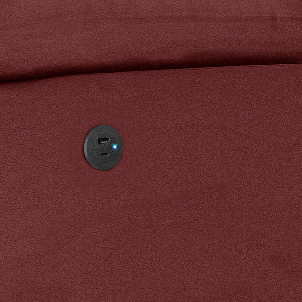 Poltrona do Papai Reclinável Sala de Cinema Madrid Glider Manual Giratória USB PU Vermelho  G23
