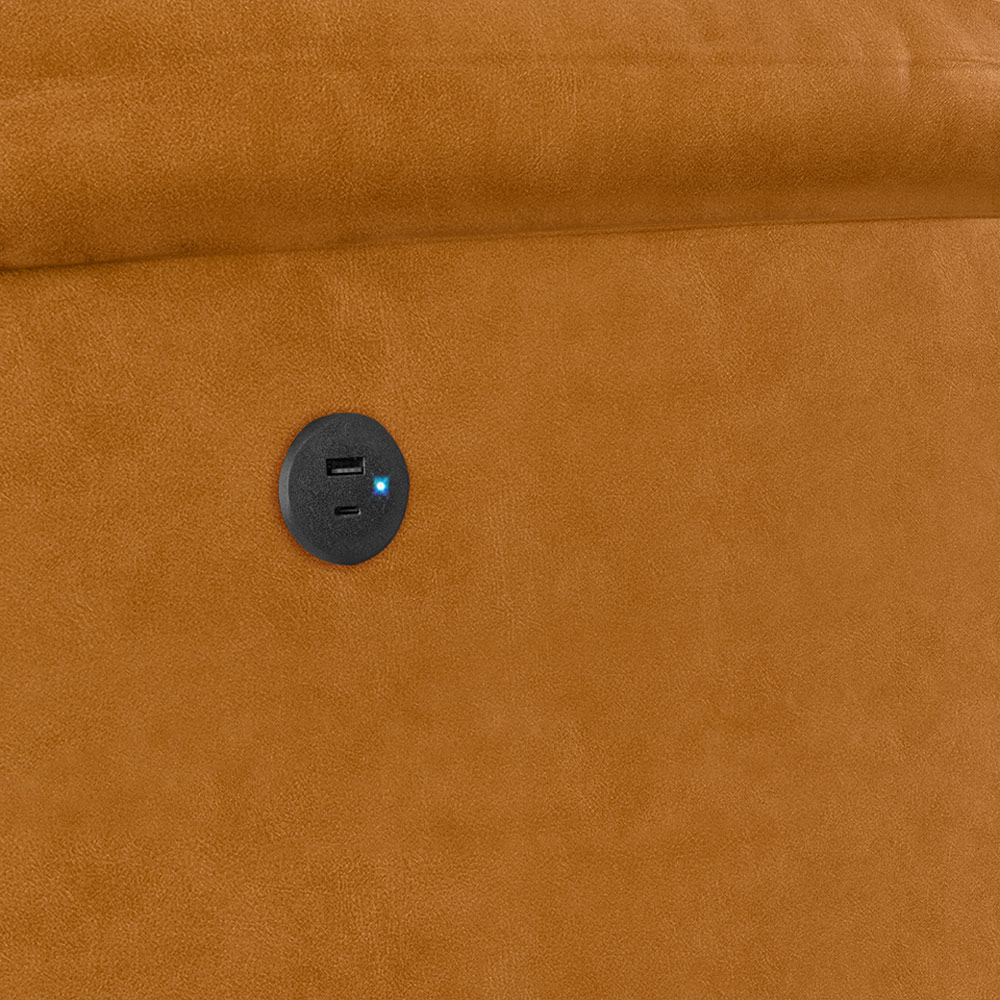 Poltrona do Papai Reclinável Sala de Cinema Madrid Glider Manual Giratória USB PU Whisky  G26