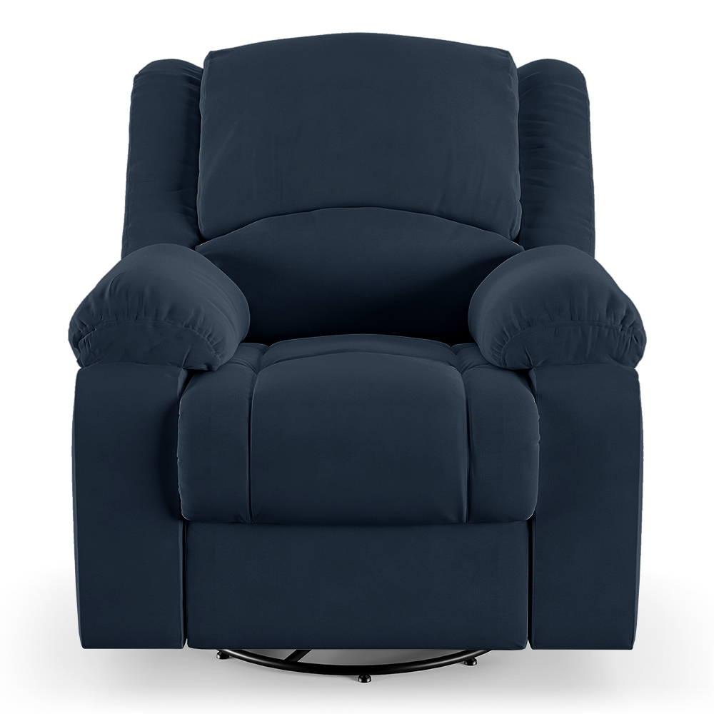 Poltrona do Papai Reclinável Sala de Cinema Madrid Glider Manual Giratória USB Veludo Azul  G23