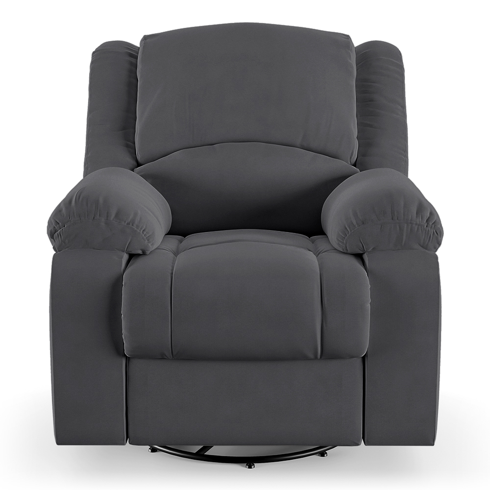 Poltrona do Papai Reclinável Sala de Cinema Madrid Glider Manual Giratória USB Veludo Cinza Grafite  G23