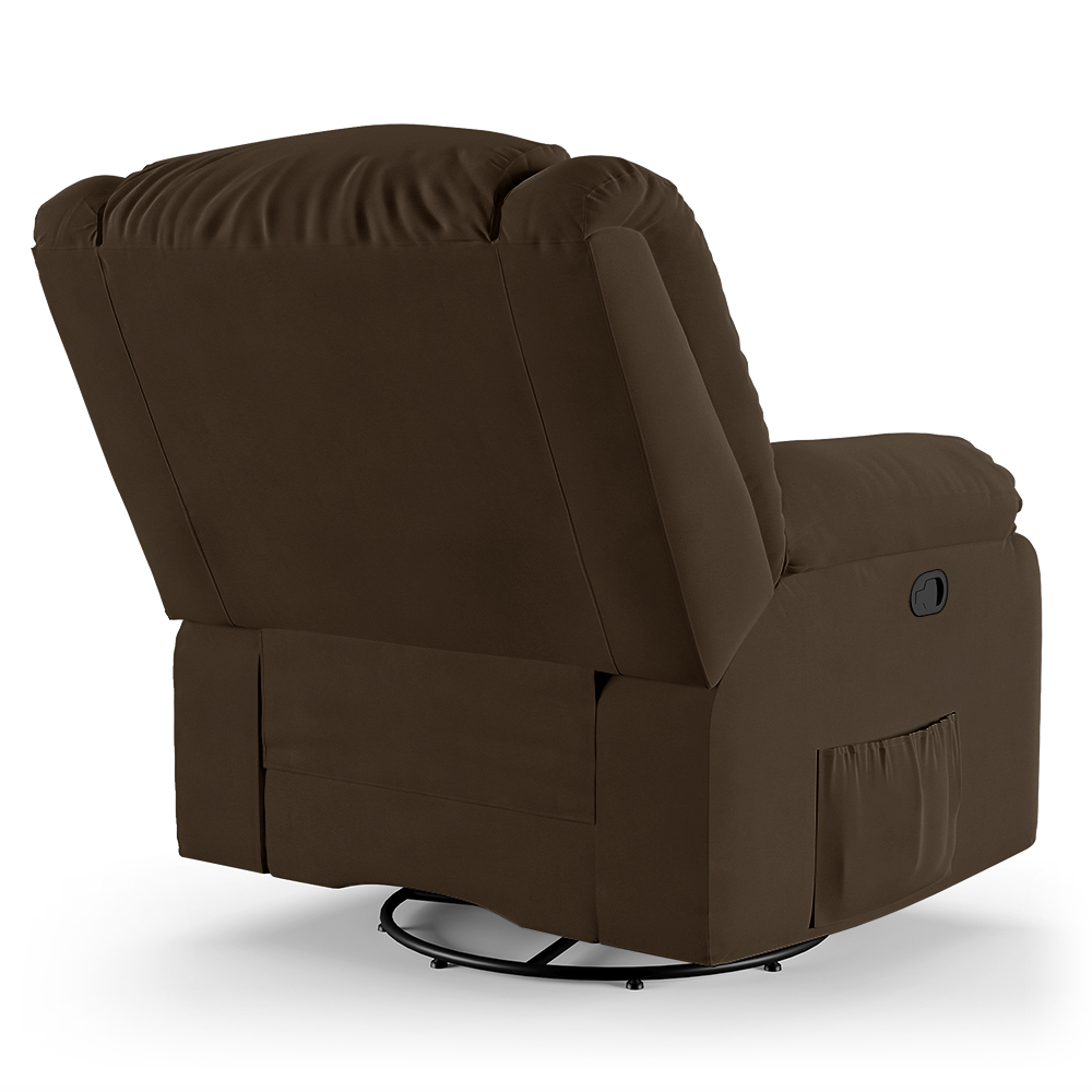 Poltrona do Papai Reclinável Sala de Cinema Madrid Glider Manual Giratória USB Veludo Marrom  G23