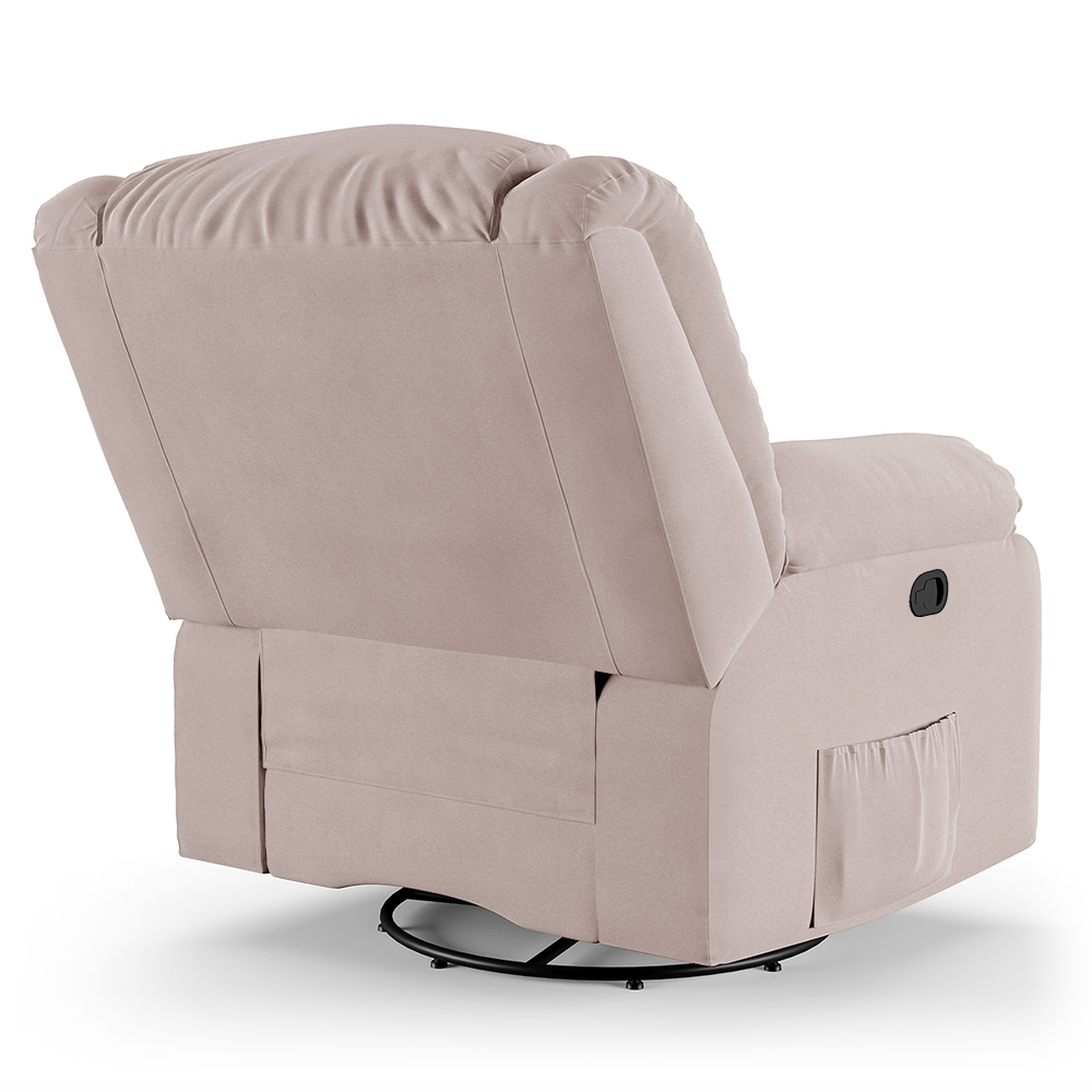 Poltrona do Papai Reclinável Sala de Cinema Madrid Glider Manual Giratória USB Veludo Rosê  G23