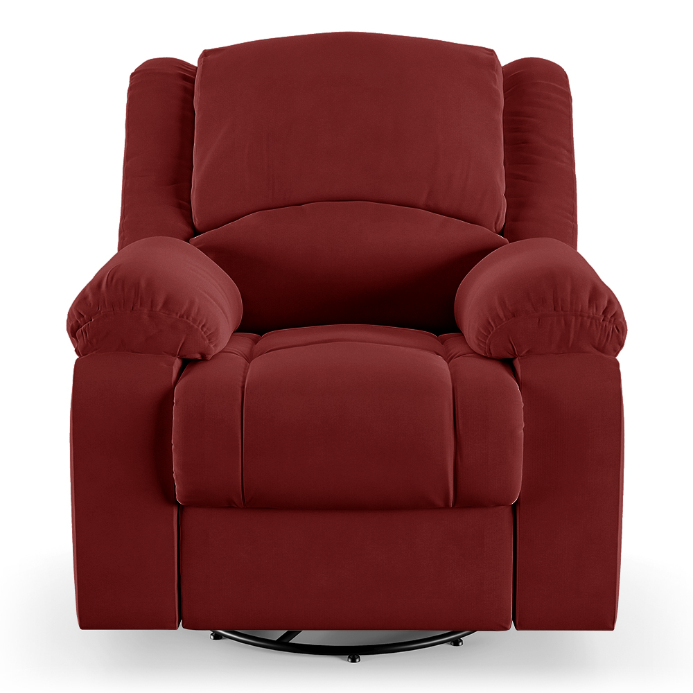 Poltrona do Papai Reclinável Sala de Cinema Madrid Glider Manual Giratória USB Veludo Vermelho  G23