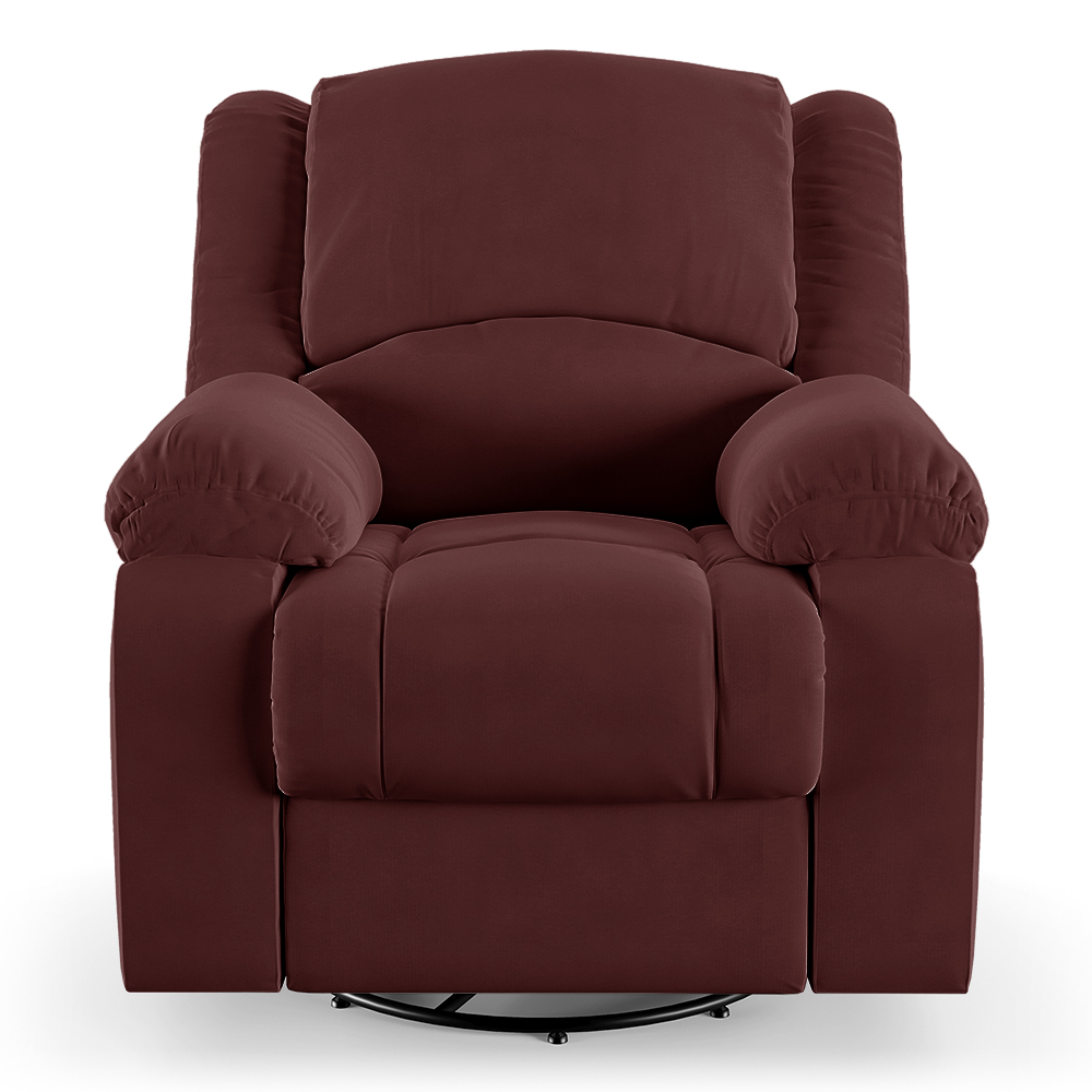 Poltrona do Papai Reclinável Sala de Cinema Madrid Glider Manual Giratória USB Veludo Vinho  G23