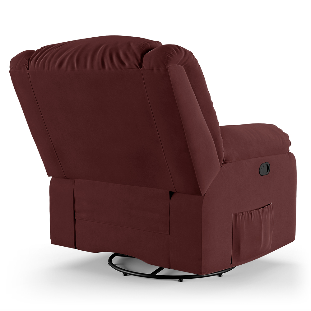 Poltrona do Papai Reclinável Sala de Cinema Madrid Glider Manual Giratória USB Veludo Vinho  G23
