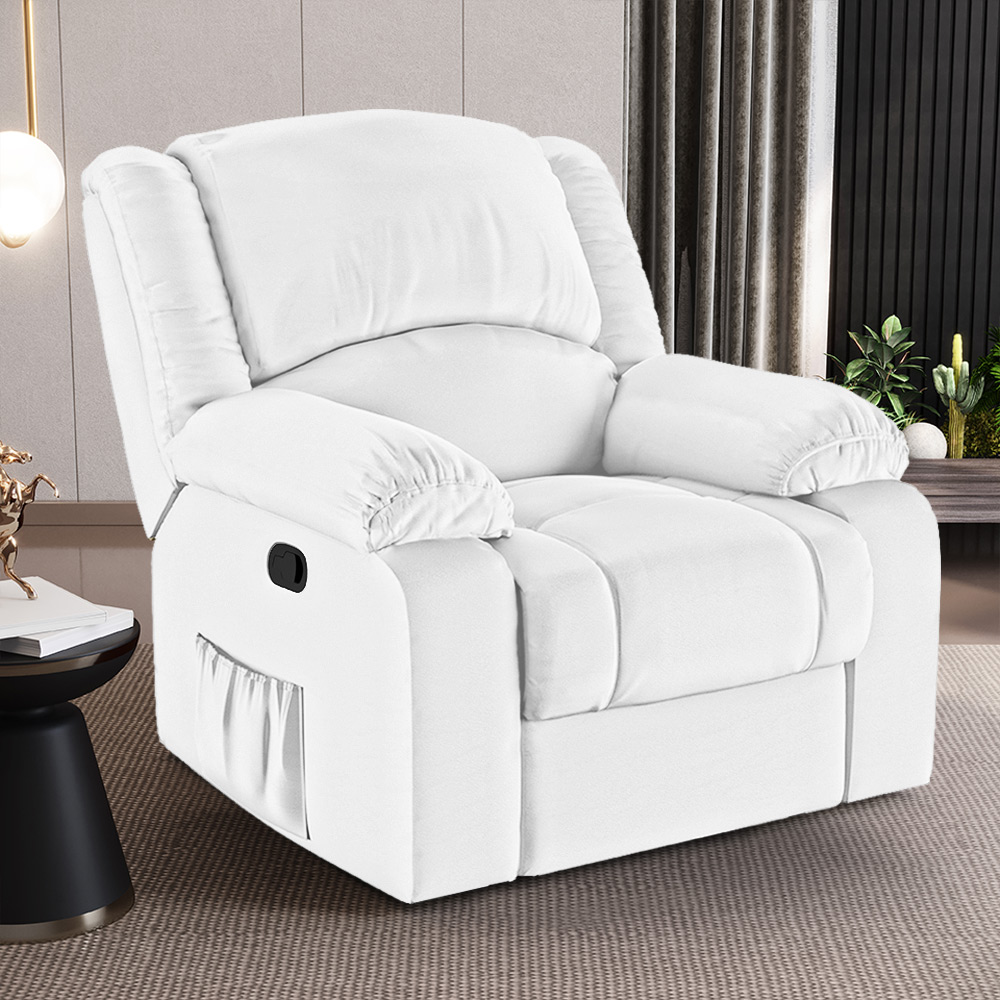 Poltrona do Papai Reclinável Sala de Cinema Madrid Manual PU Branco  G23