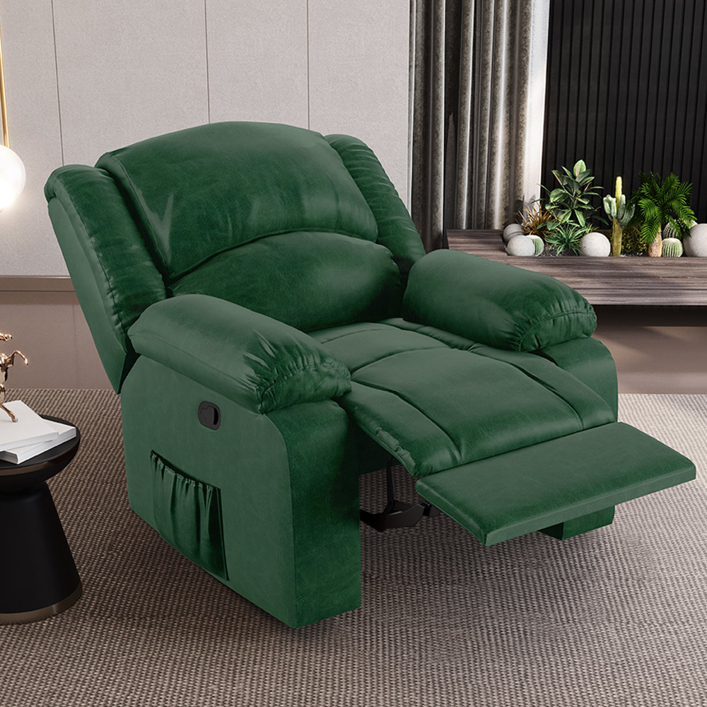 Poltrona do Papai Reclinável Sala de Cinema Madrid Manual PU Verde Musgo  G26