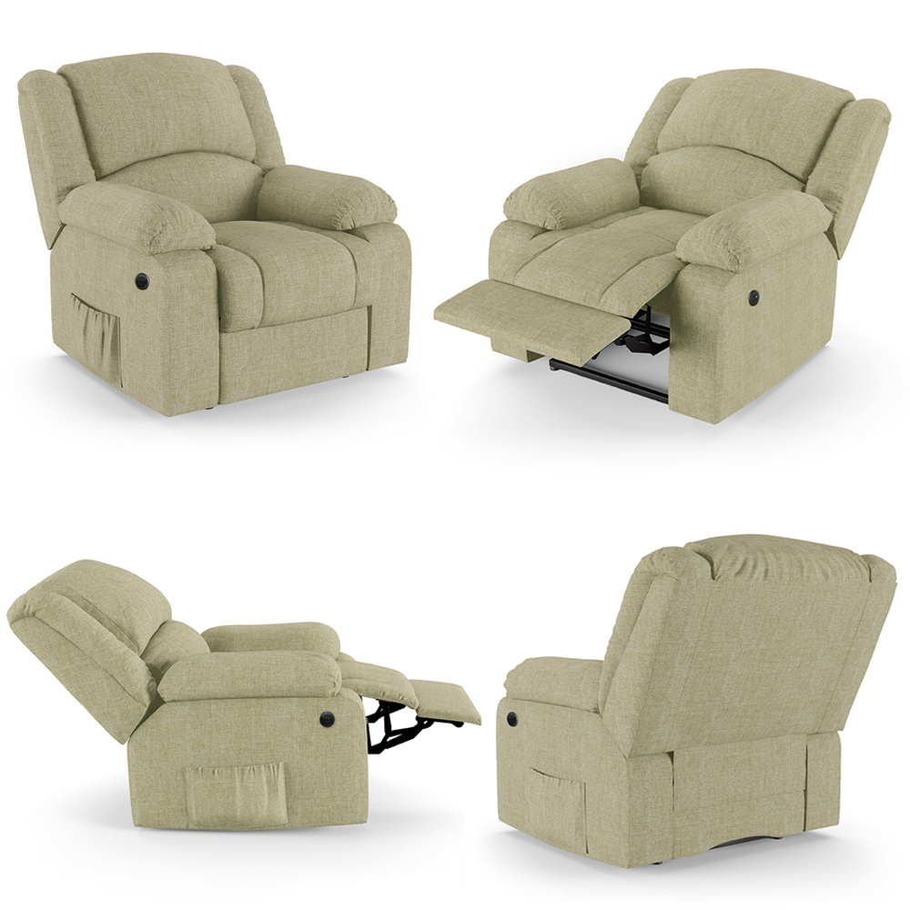 Poltrona do Papai Reclinável Sala de Cinema Madrid Power Elétrica Massagem USB Linho Bege  G26