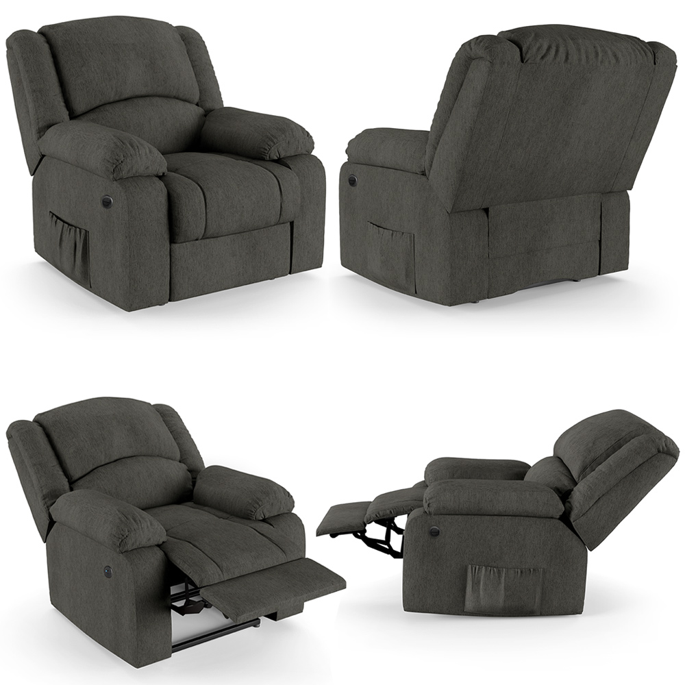 Poltrona do Papai Reclinável Sala de Cinema Madrid Power Elétrica Massagem USB Linho Chumbo  G26