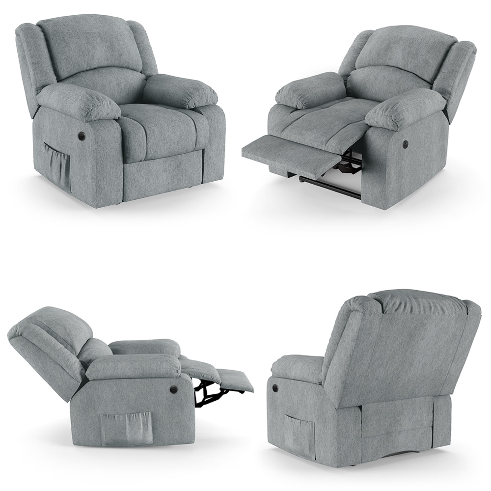 Poltrona do Papai Reclinável Sala de Cinema Madrid Power Elétrica Massagem USB Linho Cinza  G26