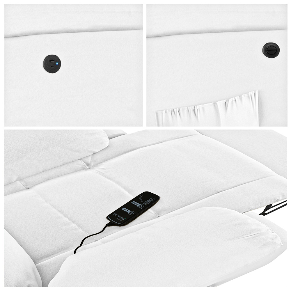 Poltrona do Papai Reclinável Sala de Cinema Madrid Power Elétrica Massagem USB PU Branco  G23