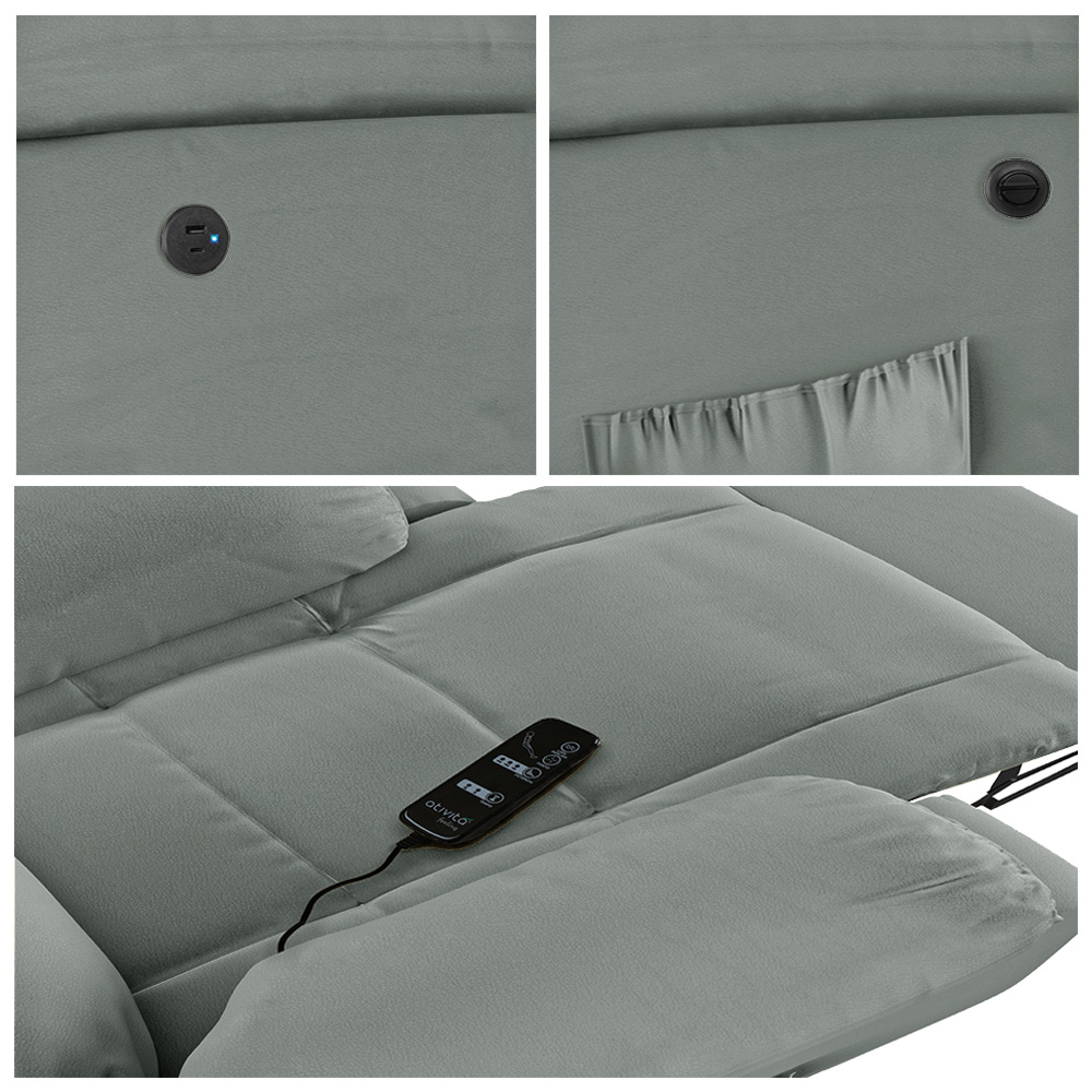 Poltrona do Papai Reclinável Sala de Cinema Madrid Power Elétrica Massagem USB PU Cinza  G23