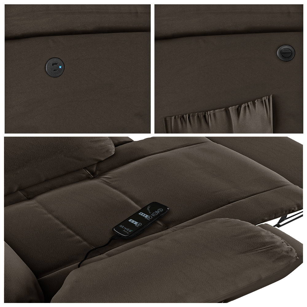 Poltrona do Papai Reclinável Sala de Cinema Madrid Power Elétrica Massagem USB PU Marrom  G23