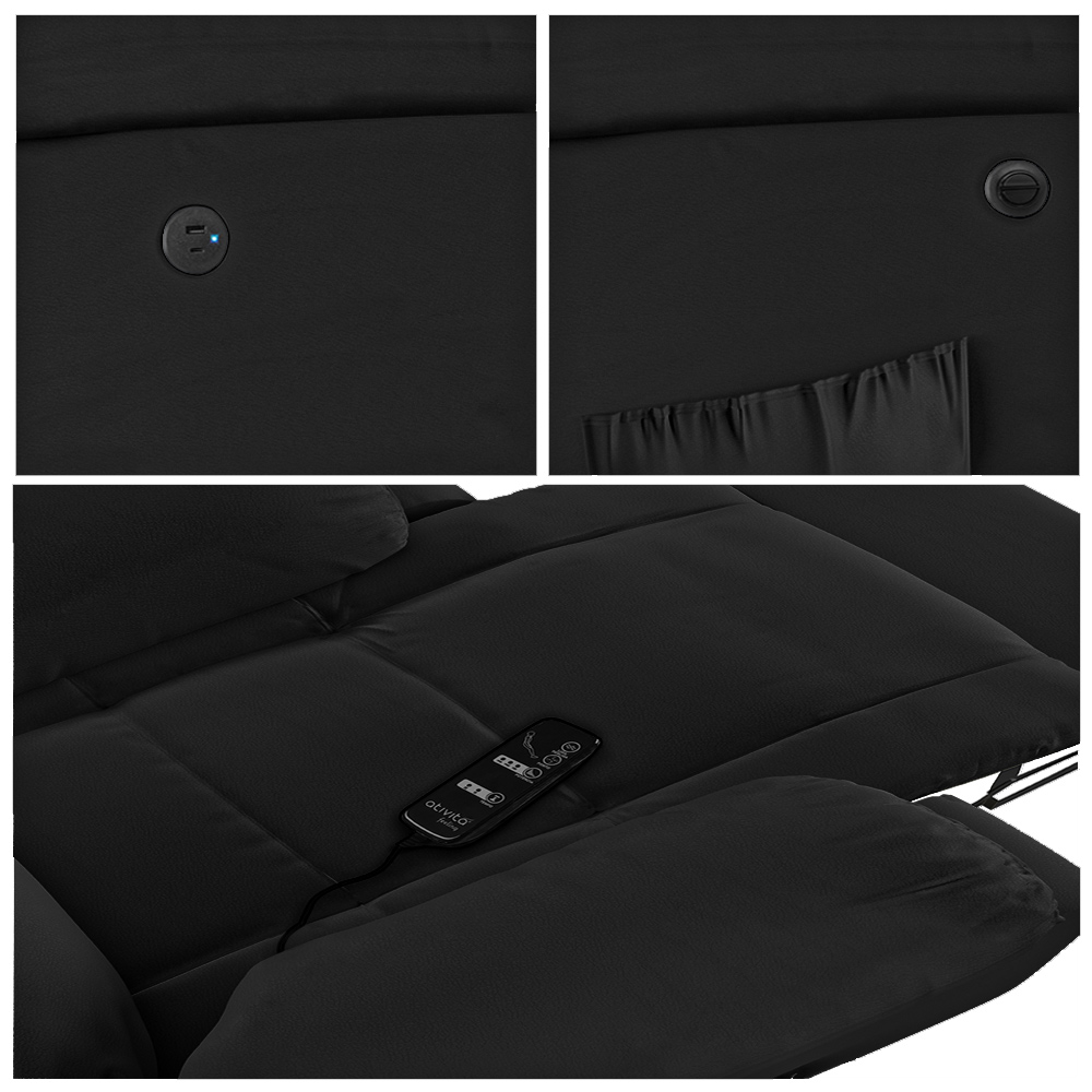 Poltrona do Papai Reclinável Sala de Cinema Madrid Power Elétrica Massagem USB PU Preto  G23