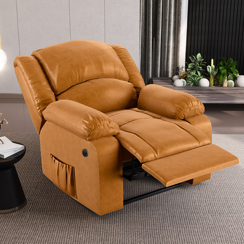 Poltrona do Papai Reclinável Sala de Cinema Madrid Power Elétrica Massagem USB PU Whisky  G26