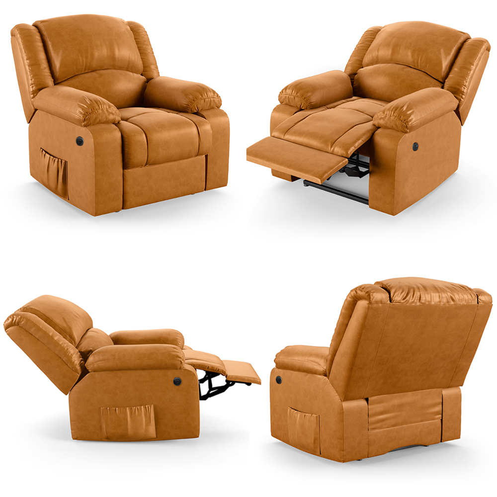 Poltrona do Papai Reclinável Sala de Cinema Madrid Power Elétrica Massagem USB PU Whisky  G26