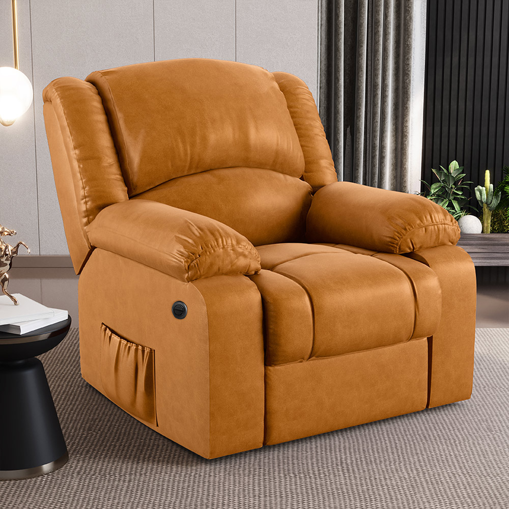 Poltrona do Papai Reclinável Sala de Cinema Madrid Power Elétrica Massagem USB PU Whisky  G26