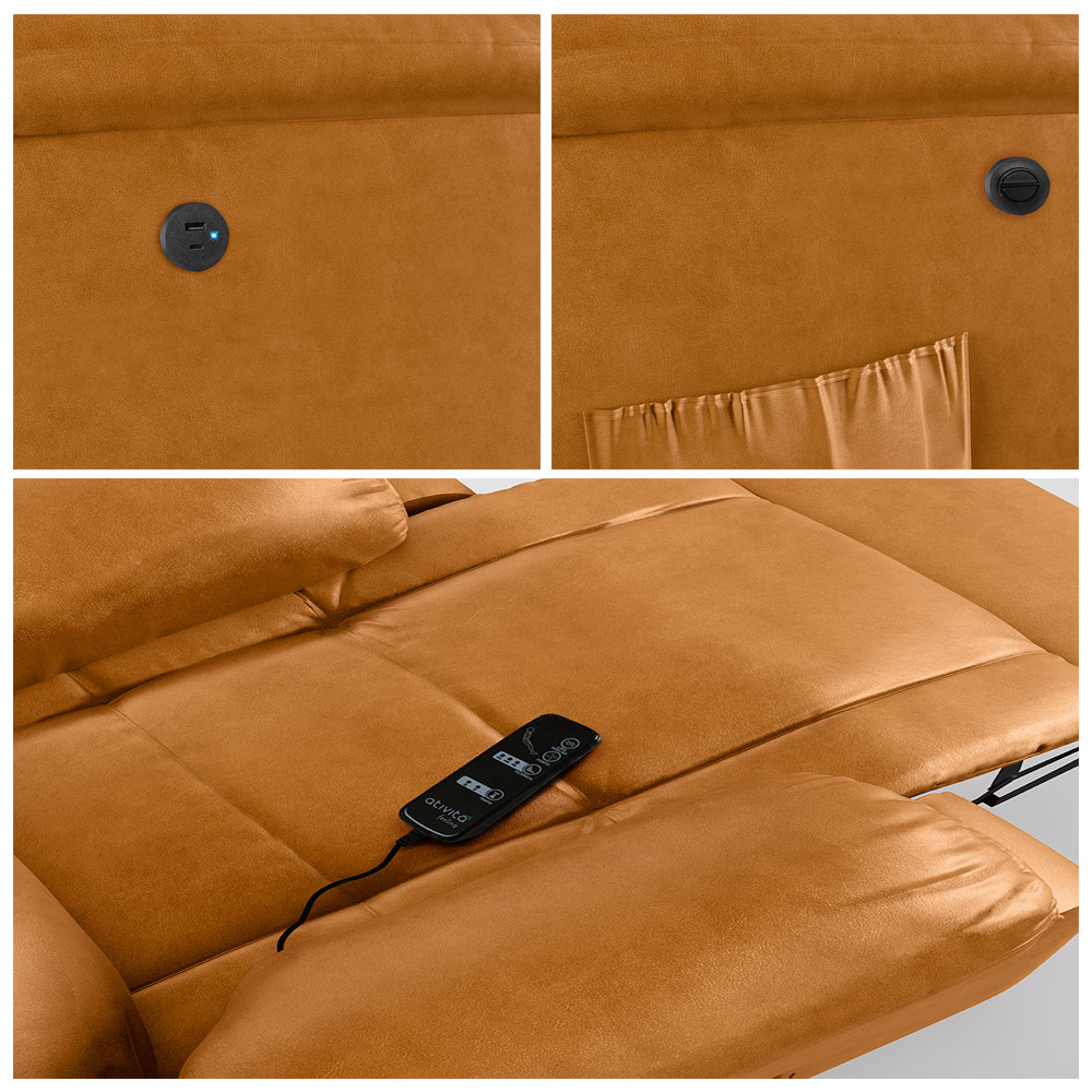 Poltrona do Papai Reclinável Sala de Cinema Madrid Power Elétrica Massagem USB PU Whisky  G26