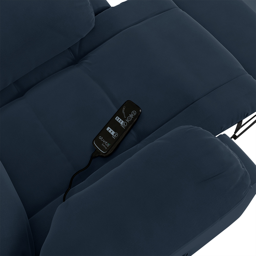 Poltrona do Papai Reclinável Sala de Cinema Madrid Power Elétrica Massagem USB Veludo Azul  G23