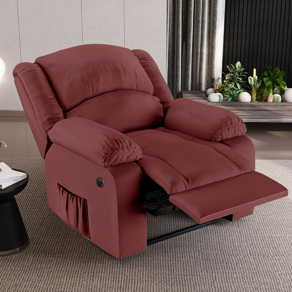 Poltrona do Papai Reclinável Sala de Cinema Madrid Power Elétrica PU Vermelho  G23